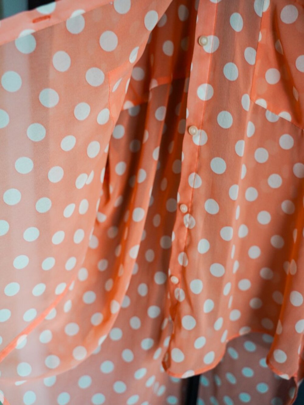 Free People Polka Dot Shirt Women's Large Sheer Button Down Long Sleeve - Picture 8 of 13